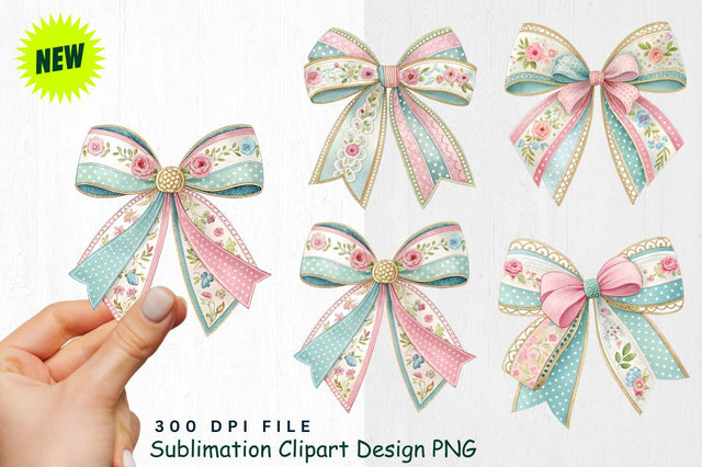 Easter Bows Clipart PNG Sublimation Regulrcrative 