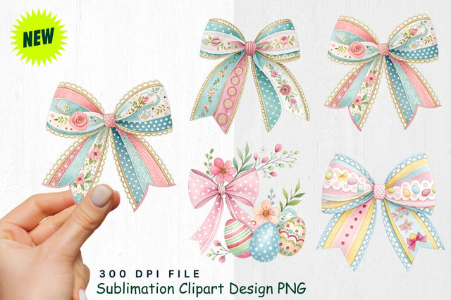 Easter Bows Clipart PNG Sublimation Regulrcrative 