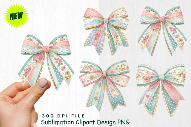 Easter Bows Clipart PNG Sublimation Regulrcrative 