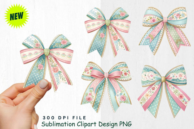 Easter Bows Clipart PNG Sublimation Regulrcrative 