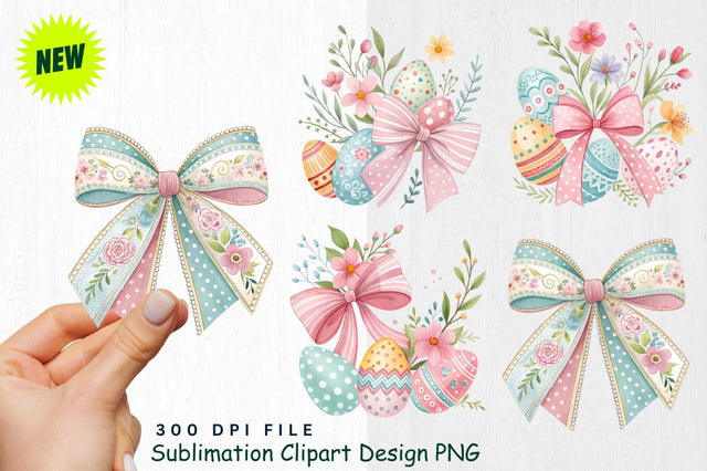 Easter Bows Clipart PNG Sublimation Regulrcrative 