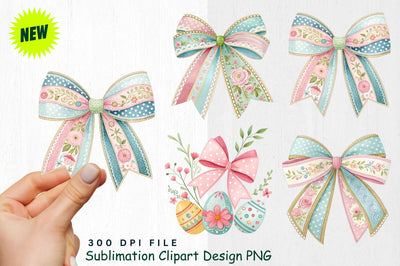 Easter Bows Clipart PNG Sublimation Regulrcrative 