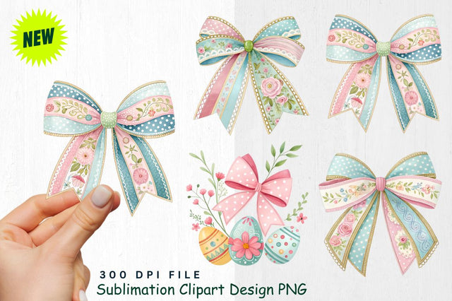 Easter Bows Clipart PNG Sublimation Regulrcrative 