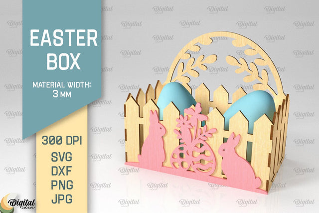Easter Box SVG. 3D Easter Basket Laser Cut. Easter Bunny SVG SVG Evgenyia Guschina 