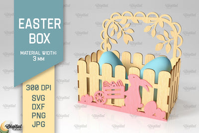 Easter Box SVG. 3D Easter Basket Laser Cut. Easter Bunny SVG SVG Evgenyia Guschina 