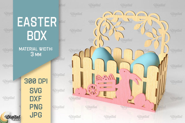 Easter Box SVG. 3D Easter Basket Laser Cut. Easter Bunny SVG SVG Evgenyia Guschina 