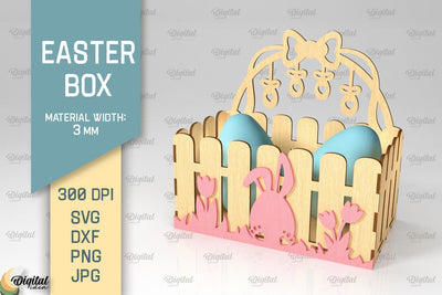 Easter Box SVG. 3D Easter Basket Laser Cut. Easter Bunny SVG SVG Evgenyia Guschina 