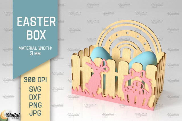 Easter Box SVG. 3D Easter Basket Laser Cut. Easter Bunny SVG SVG Evgenyia Guschina 