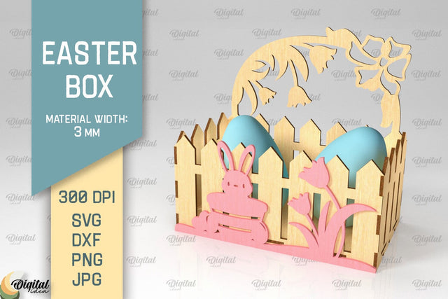 Easter Box SVG. 3D Easter Basket Laser Cut. Easter Bunny SVG SVG Evgenyia Guschina 