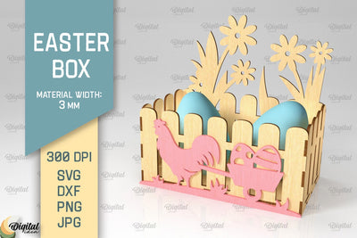 Easter Box SVG. 3D Easter Basket Laser Cut. Easter Chick SVG SVG Evgenyia Guschina 