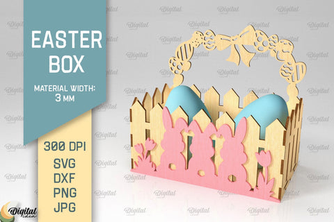 Easter Box SVG Bundle. 3D Easter Basket Laser Cut SVG Evgenyia Guschina 