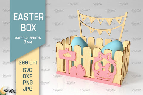 Easter Box SVG Bundle. 3D Easter Basket Laser Cut SVG Evgenyia Guschina 
