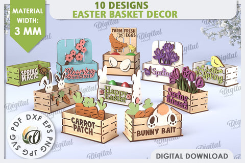 Easter Boxes Laser Cut Bundle. Easter Basket Decor SVG SVG Evgenyia Guschina 