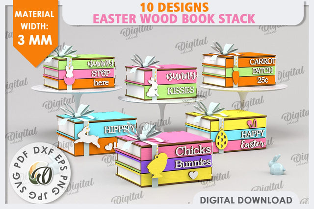 Easter Boxes Laser Cut Bundle. Easter Stacked Books SVG SVG Evgenyia Guschina 