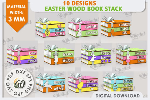 Easter Boxes Laser Cut Bundle. Easter Stacked Books SVG SVG Evgenyia Guschina 