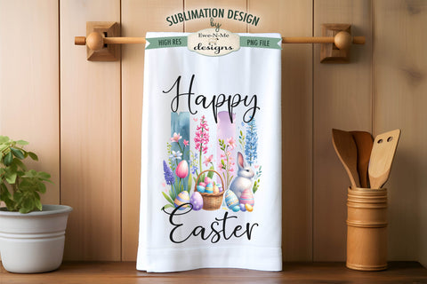 Easter Brush Stroke Spring Flowers Kitchen Towel Sublimation Sublimation Ewe-N-Me Designs 