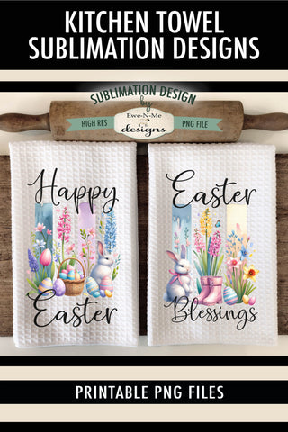 Easter Brush Stroke Spring Flowers Kitchen Towel Sublimation Sublimation Ewe-N-Me Designs 