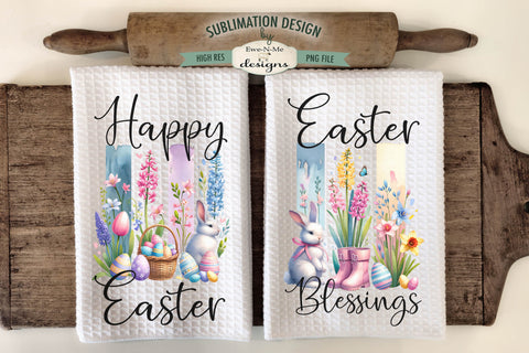 Easter Brush Stroke Spring Flowers Kitchen Towel Sublimation Sublimation Ewe-N-Me Designs 