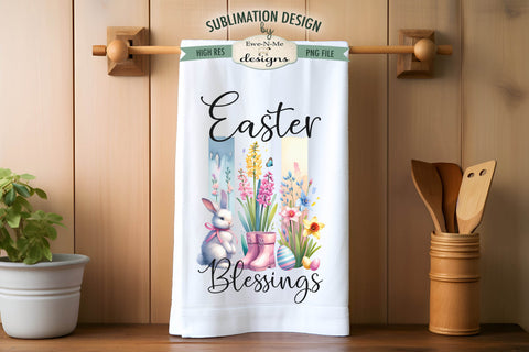 Easter Brush Stroke Spring Flowers Kitchen Towel Sublimation Sublimation Ewe-N-Me Designs 