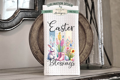 Easter Brush Stroke Spring Flowers Kitchen Towel Sublimation Sublimation Ewe-N-Me Designs 