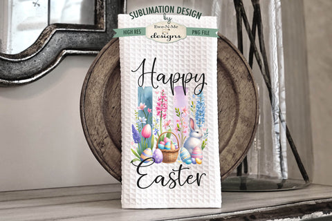 Easter Brush Stroke Spring Flowers Kitchen Towel Sublimation Sublimation Ewe-N-Me Designs 