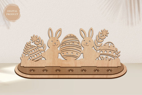Easter Bunnies Scene Stand Laser Cut SVG SvgOcean 