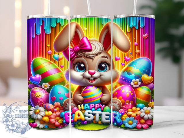 Easter Bunny 20oz Skinny Tumbler PNG, Happy Easter Tumbler Sublimation Wrap, Straight & Tapered Tumbler Wrap, Instant Digital Download Sublimation ToriDesigns 