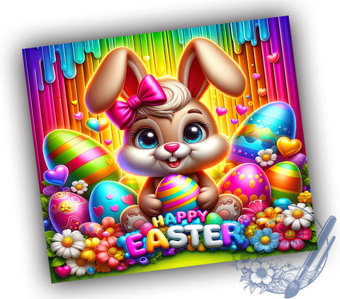 Easter Bunny 20oz Skinny Tumbler PNG, Happy Easter Tumbler Sublimation Wrap, Straight & Tapered Tumbler Wrap, Instant Digital Download Sublimation ToriDesigns 