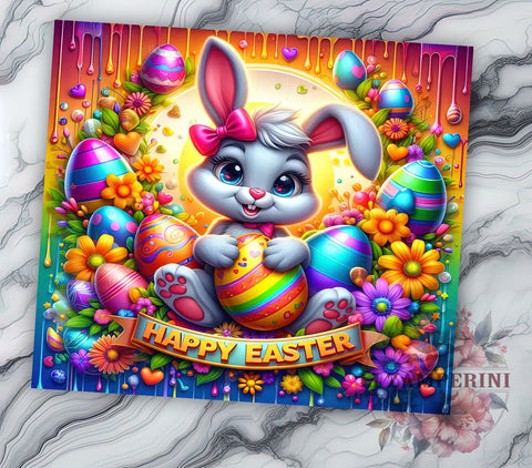 Easter Bunny 20oz Tumbler Wrap PNG, Happy Easter Tumbler PNG Sublimation Design, Straight & Tapered Tumbler Wrap, Instant Digital Download Sublimation Li Zamperini 