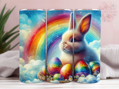 Easter Bunny 20oz Tumbler Wrap PNG, Rainbow Tumbler, Straight & Tapered Tumbler Wrap, Happy Easter Tumbler PNG, Instant Digital Download Sublimation Li Zamperini 