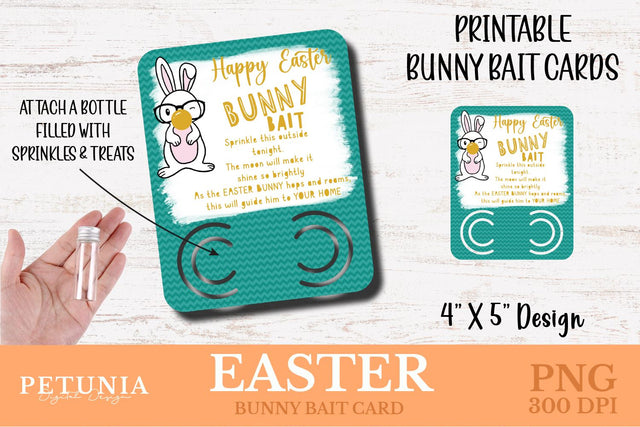Easter Bunny Bait Card | Printable Easter Card Sublimation Petunia Digital Design 