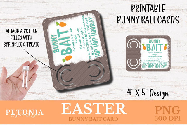 Easter Bunny Bait Card | Printable Easter Card Sublimation Petunia Digital Design 