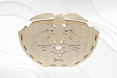 Easter Bunny Basket, holiday decor, svg dxf design laser cutting. Easter decor, laser cut model. SVG VectorBY 