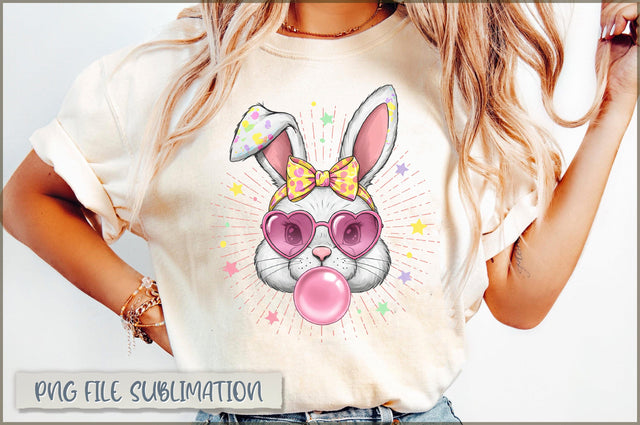 Easter Bunny blowing bubble gum Coquette Sublimation Shetara Begum 