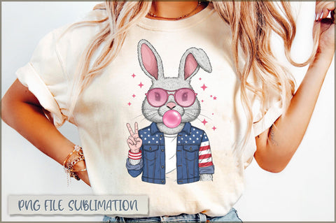 Easter Bunny Blowing Bubble PNG Sublimation Shetara Begum 