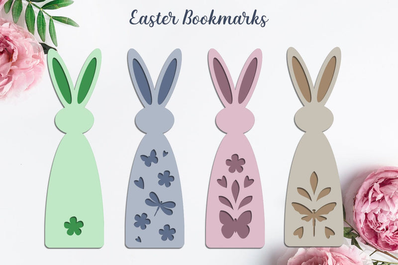 Easter bunny bookmarks set, Layered paper craft Easter decor SVG AnastasiyaArtDesign 