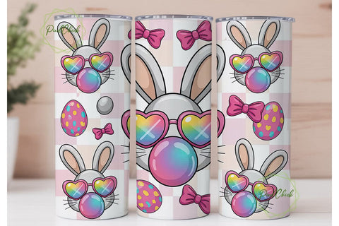 Easter Bunny Bubblegum 20oz Tumbler Wrap Sublimation PixelChick 