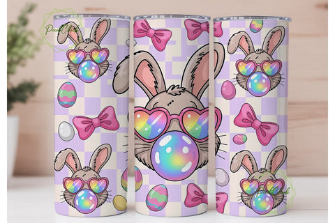 Easter Bunny Bubblegum 20oz Tumbler Wrap Sublimation PixelChick 