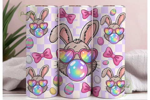 Easter Bunny Bubblegum 20oz Tumbler Wrap Sublimation PixelChick 