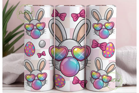 Easter Bunny Bubblegum 20oz Tumbler Wrap Sublimation PixelChick 