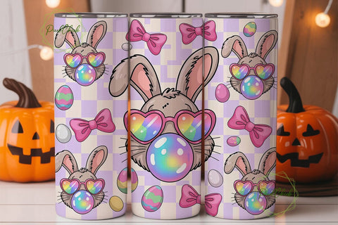 Easter Bunny Bubblegum 20oz Tumbler Wrap Sublimation PixelChick 