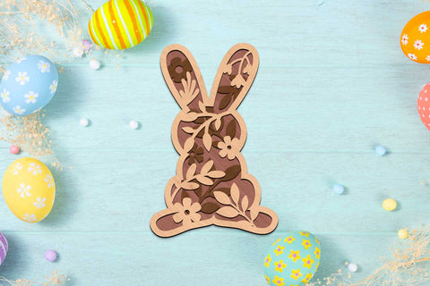EASTER BUNNY BUNDLE, Multilayer Cut Templates SVG LaserCutano 