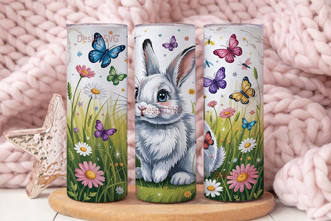 Easter Bunny Butterfly Tumbler Wrap Sublimation DesignSVG 