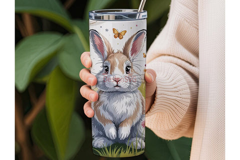 Easter Bunny Butterfly Tumbler Wrap Sublimation DesignSVG 