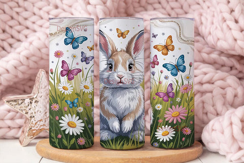 Easter Bunny Butterfly Tumbler Wrap Sublimation DesignSVG 