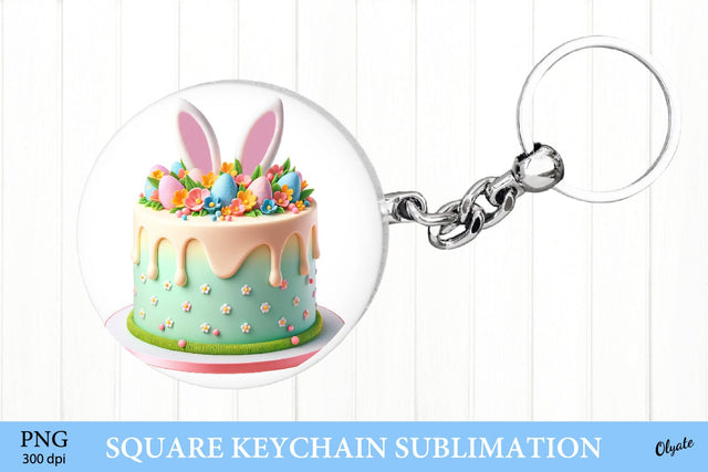 Easter Bunny Cake Sublimation PNG. Round Keychain PNG Sublimation Olga Terlyanskaya 