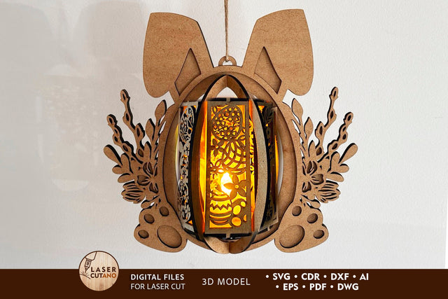 Easter Bunny Candle Holder SVG LaserCutano 