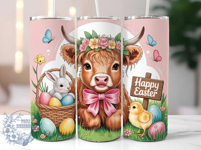 Easter Bunny Chick Highland Cow Tumbler, Bunny Chick Tumbler, Farm Animal Easter Wrap, Cute Cow Wrap, Stylish 20oz Wrap, Sublimation Design, Trendy Gift Idea Sublimation ToriDesigns 
