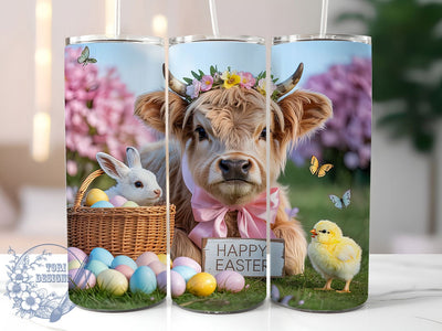 Easter Bunny Chick Highland Cow Tumbler, Bunny Chick Tumbler, Farm Animal Easter Wrap, Cute Cow Wrap, Stylish 20oz Wrap, Sublimation Design, Trendy Gift Idea Sublimation ToriDesigns 