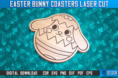 Easter Bunny Coasters | Laser Cutting File | CNC File SVG Fly Design 